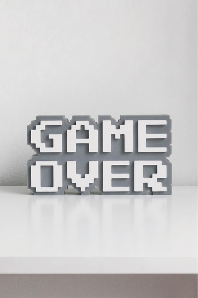 craftopya Game Over - 8-Bit - Gamer Odası Dekoru- 3 Boyutlu Tabela - 15cm x 8...