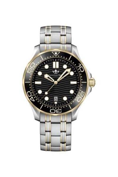 MAXTOP Men's watch, silver-gold strap, black dial