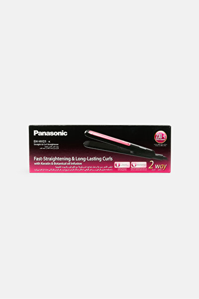 PANASONIC مكواة فرد وتجعيد الشعر من السيراميك ثنائية الاتجاه، لون أسود