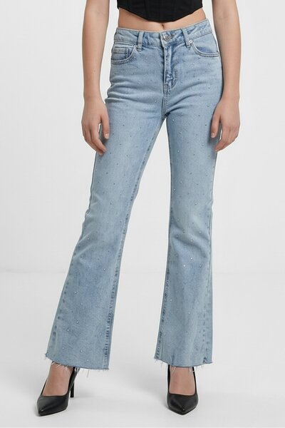 Don't Call Me Jennyfer Women Cropped Fit Embellished Stretchable Flare Jeans,...