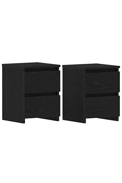 vidaxl Dulap de noapte cu sertar 2 pcs Stejar Negru 30 x 30 x 40 cm