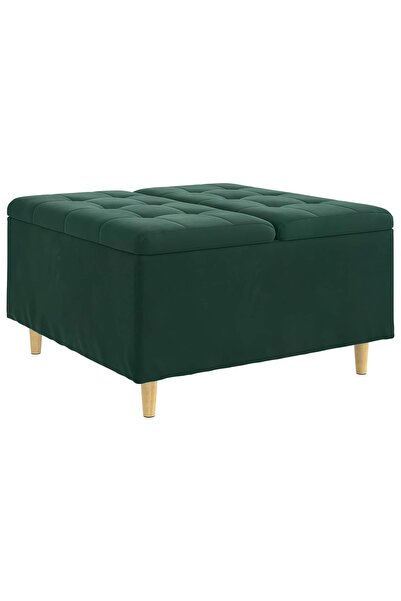 vidaxl Ottomană de depozitare Verde închis 80 x 80 x 45 cm Catifea