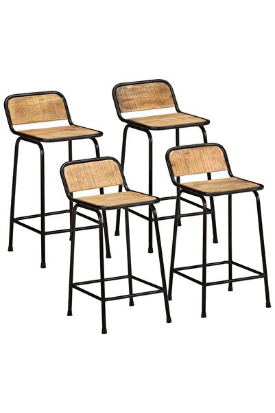 vidaxl Scaune de bar 4 buc 46x35,5x80 cm Lemn masiv Mango brut