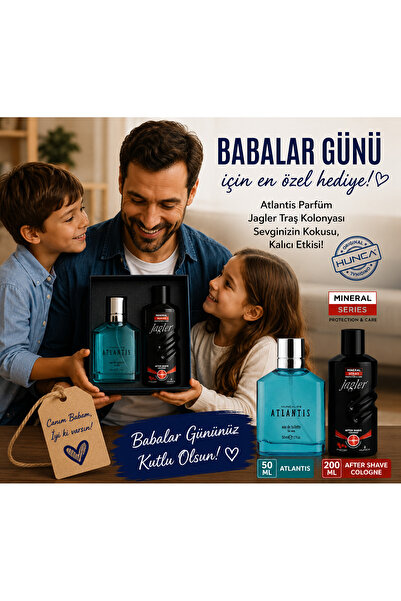Hunca ATLANTİS ERKEK PARFÜM 50ml. BABALAR GÜNÜNE ÖZEL (JAGLER TRAŞ KOLONYASI ...