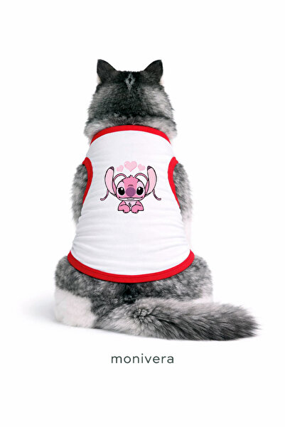 Modetra New Season Angel Stitch Printed White Color Ribbed Cat Outfit - Under...