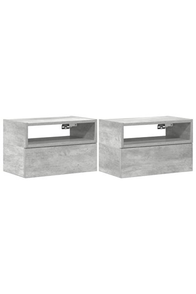 vidaxl Noptiere de perete, 2 buc., gri beton, 45x26x28,5 cm