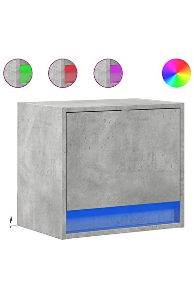 vidaxl Noptiere montate pe perete cu lumini LED, 2 buc., gri beton
