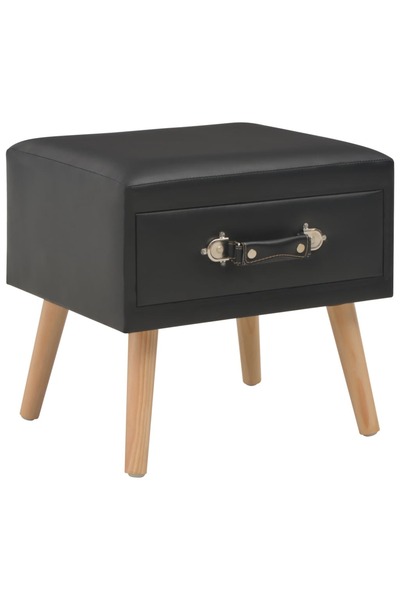 vidaxl Noptieră, negru, 40 x 35 x 40 cm, piele ecologică