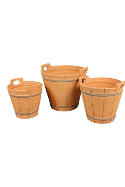 OEM Set of 3 handmade ceramic flower pots with drain