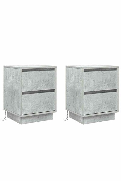 vidaxl Dulap de noapte cu sertar 2 pcs Gri din beton 39 x 34,5 x 50 cm