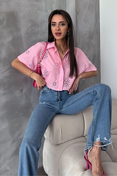 VERYMODA Pink Embroidered Shirt |   D2670