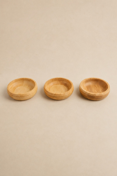 KaiHome 3-Piece Mini Bamboo Bowl Sauce Bowl Jam Bowl Snack Bowl