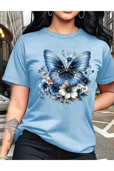 NIGRUM PARDUS Tona Ton Butterfly Printed 100% Cotton New Season Plus Size Wom...