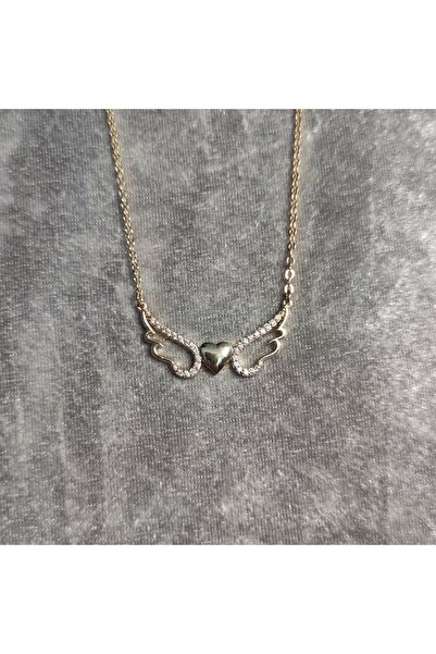 GoldRey Jewellery Taşlı Melek Kanadı Kalpli Kolye