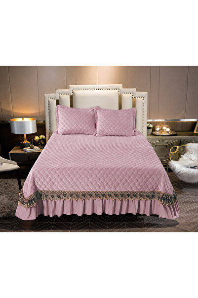 Lenjeria Pufoasa Duvet cover and 2 pillowcases, Quilted Velvet and Gold Embro...