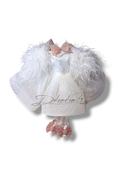Domdom Boutique Set Rochiță Raisa cu pene și Botoșei