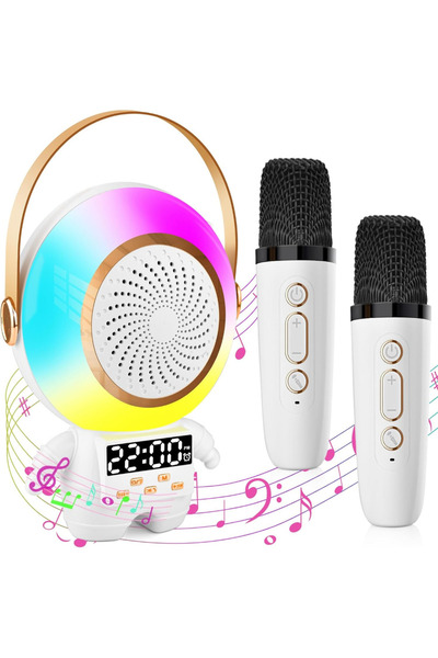 Velixo Set de 2 microfoane karaoke și boxă astronaut, fără fir, Bluetooth 5.3...