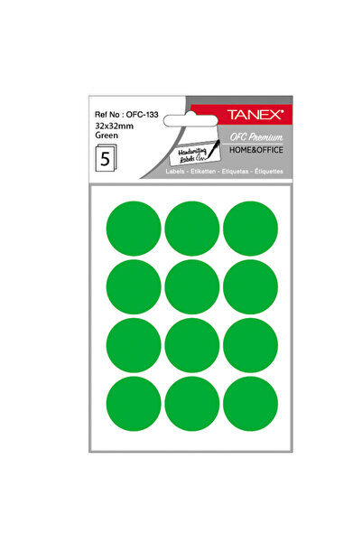 Tanex ROUND LABELS 32MM GREEN 60/TYPE