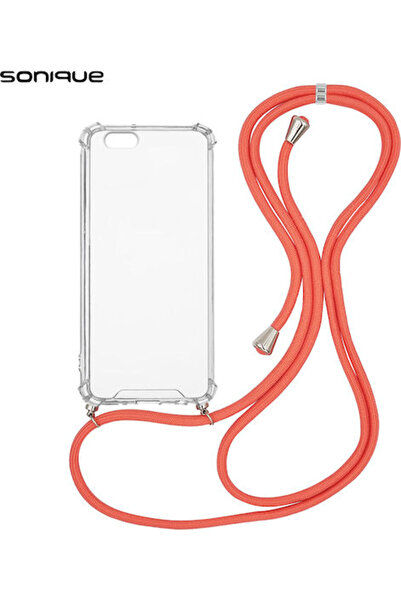 Other Σονίκ Άρμορ Πίσω Θήκη Σιλικόνης με Λουράκι Διαφανές / Κοραλί (iPhone 6/6s)