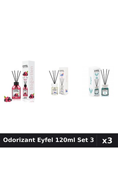 Eyfel Set 3 Odorizante Camera cu Betisoare 120ml - Angel, Fructe de Pădure, O...
