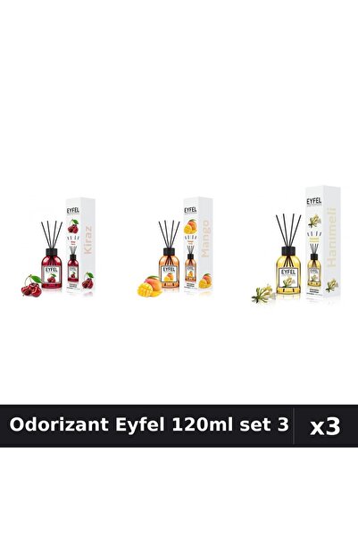 Eyfel Set 3 Odorizante Camera cu Betisoare 120ml - Cirese, Mango, Mana Maicii...