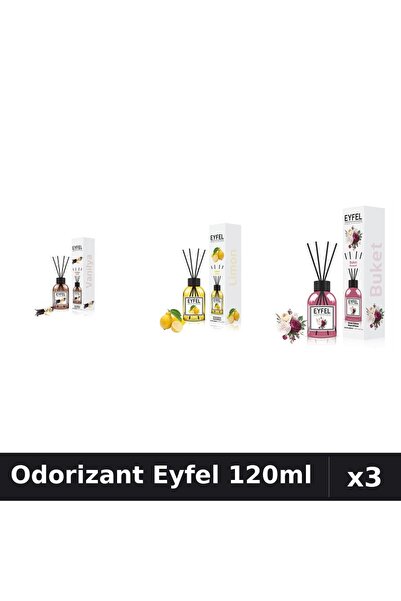 Eyfel Set 3 Odorizante Camera cu Betisoare 120ml - Vanilie, Lamaie, Bouquet