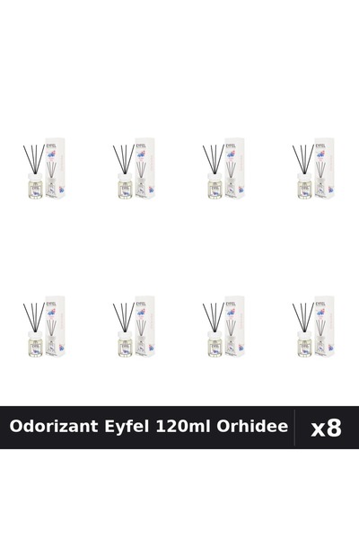 Eyfel Set 8 Odorizant Camera cu Betisoare Orhidee - Parfum Intens 120ml