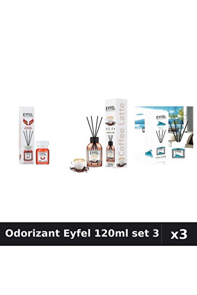 Eyfel Set 3 Odorizante Camera cu Betisoare - Cafea, Ocean, Red Dragon 120ml