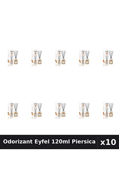 Eyfel Set 10 Odorizant Camera cu Betisoare - Aroma Piersica, Parfum Intens 120ml