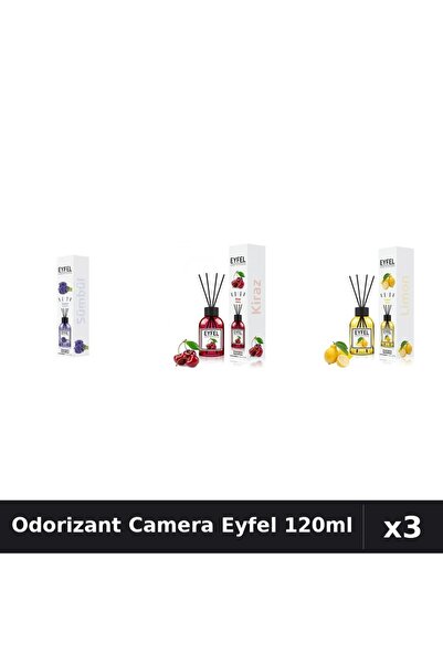 Eyfel Set 3 Odorizante Camera cu Betisoare - Zambile, Cirese, Lamaie 120ml