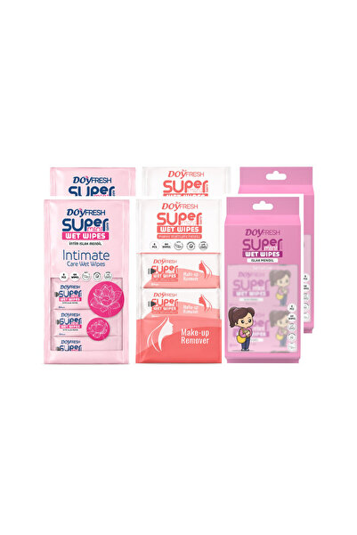 DOYFRESh 6x Șervețele umede de buzunar MINI MIX 8x8 bucăți (2x Intimate + 2x ...