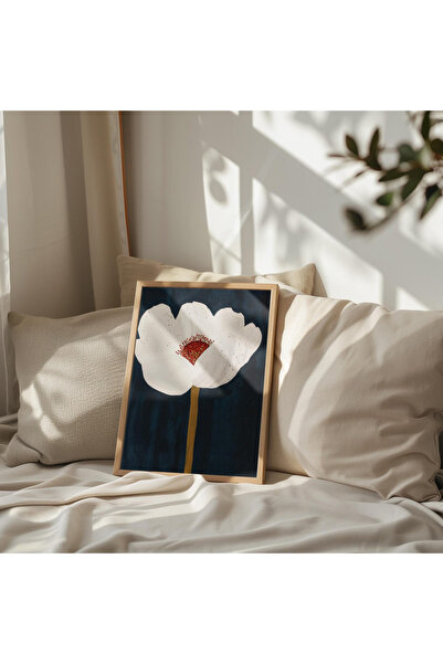 Tuba Decor Tablou cu ramă din lemn dintr-o singură bucată, floare albă