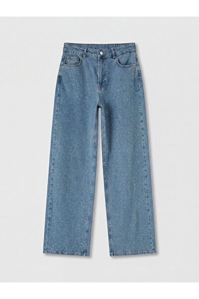 LC Waikiki Lcw Modest Stone Detailed Wideleg Women's Jean Trousers