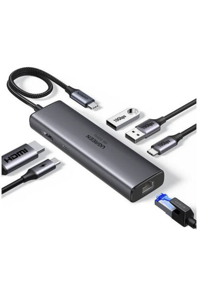 Ugreen CM512 USB-C Σταθμός σύνδεσης με HDMI 4K PD Ethernet Γκρι