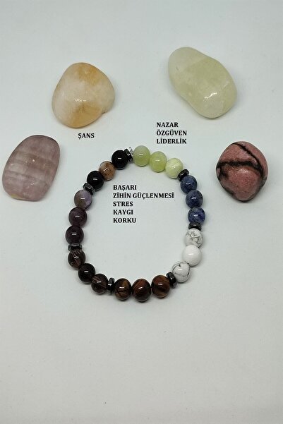 LADIN DOGALTAŞ Certified Peridot, Sodalite, Howlite, Tiger Eye, Smoke Quartz,...