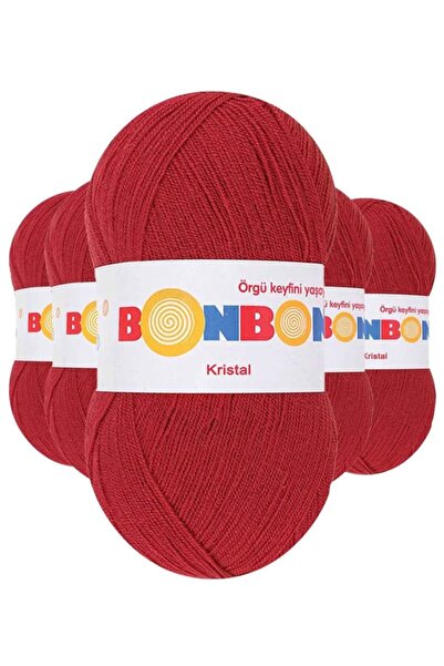 atastore2017 5 Pieces of Crystal Hand Knitting Yarn Dark Red 98237 - Bonbon M...