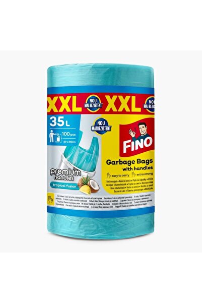 Fino Top Bottom Set of 2 x Premium Garbage Bags, Blue, XXL, Handle, Berries, ...