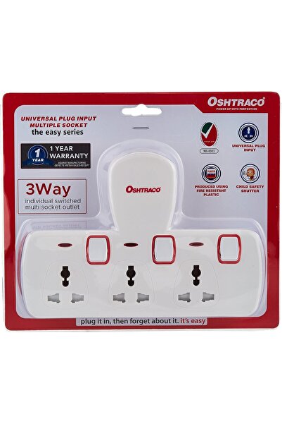 Oshtraco Multi Plug Extension Socket, 3 Way Electrical Outlet Extender, Wall ...