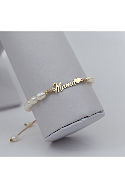 BLACK SWAN Bijoux Bratara din perle naturale si link din aur 'Mama', bilute a...
