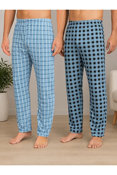 Serena Pantaloni de pijama barbat big size 2 piese/set - multicolor