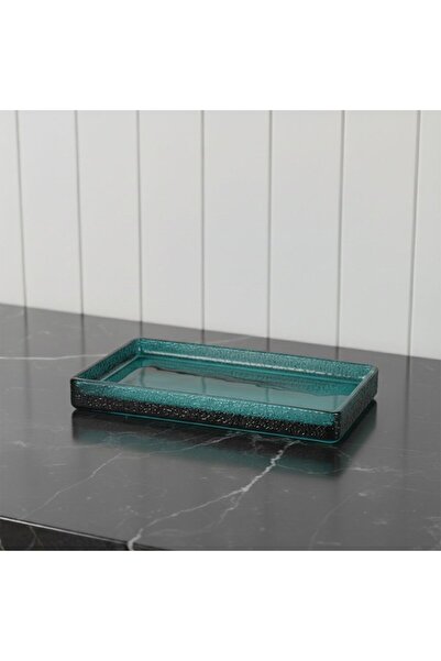 Danube Home صينية زجاجية فيلورا باللون الفيروزي مقاس 23.5 × 13.4 × 2.7 سم، من...