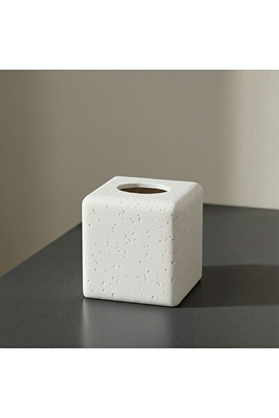 Danube Home Velora Marble Tissue Box Cover White Square Holder Bathroom Decor...