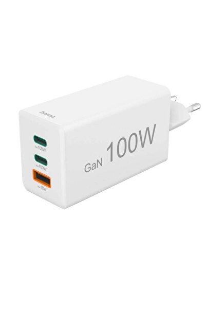 Hama Încărcător de perete GaN 2x USB-C 1x USB-A mini PD 100W Alb