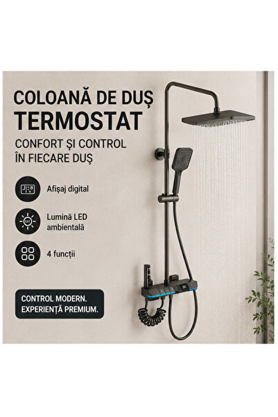OEM Premium Shower Column with Thermostat, Digital Display and Ambient LED – ...