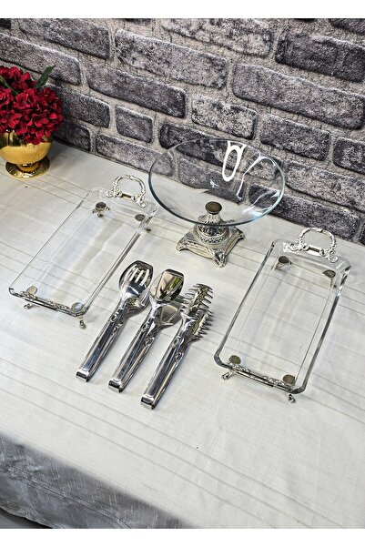 SEÇKİNEV Hanzade Series 6 Piece Metal Cast Iron Footed Presentation Set & Ton...