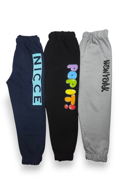 Merve Nur Tekstil Children's Printed Sweatpants Set of 3