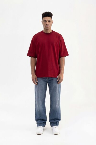 Machinist Tricou basic supradimensionat pentru bărbați – Bordeaux XS