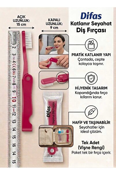Lider MAGNESİA DİFAŞ KATLANIR SEYEHAT TİPİ DİŞ FIRÇASI 1 ad VİŞNE KIRMIZI