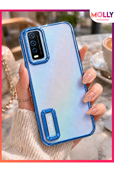 Molly VİVO Y20 İçin Kenarları Metalik Sierra Blue Lens Koruyuculu Lou Lazer Ş...