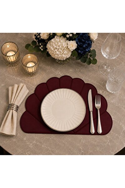 Tly Home Textiles Oyster Patterned Faux Leather Placemat 35X50 cm Luxury Tabl...